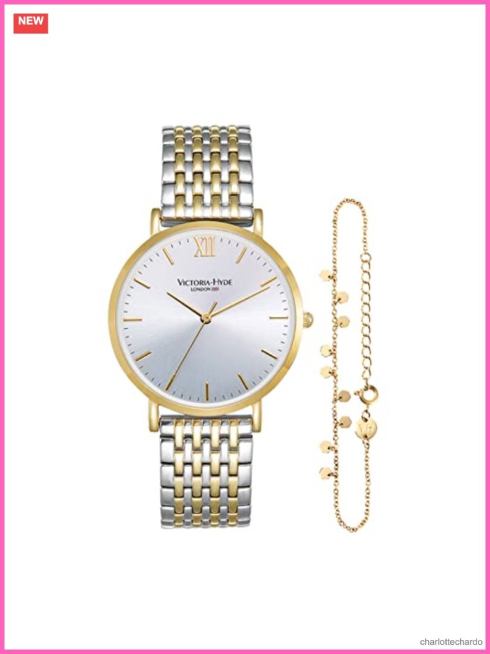 Two Tone Bracelet Watch Gold and Silver Stainless Steel Japanese Quartz
